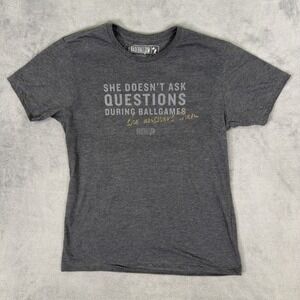 Baseballism Shirt Womens XL Gray Short Sleeve She Doesn't Ask Questions Baseball